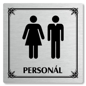 WC společné, personál, 80x80mm, stříbrná, Nebraska